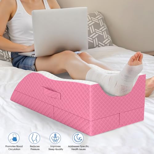 TranquilRelax Leg Elevation Pillows for After Surgery, Wedge Pillow, Pink - color: Pink, size: Double Leg
