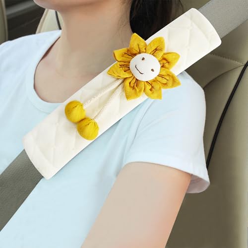 Amooca 2 Pack Seat Belt Covers Soft Shoulder Pad for Cars & Backpack - color: Orange Sunflower