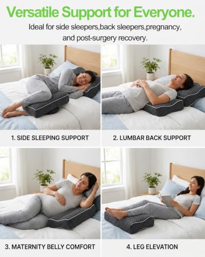 Knee Pillow for Side Sleepers, Memory Foam Leg Pillow, Dark Grey - color: Dark Grey
