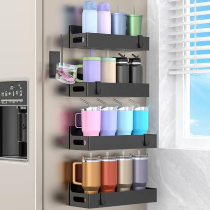 HuggieGems Magnetic Water Bottle Holder for Fridge Black, 4 Pack - color: Upgrade Black, size: 4 Pack