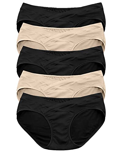 Kindred Bravely Under the Bump Bikini Maternity Underwear for Pregnancy - color: Black/Beige, size: Medium
