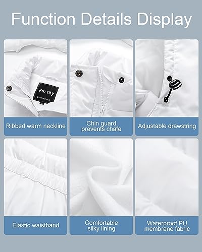 Pursky Women's Warm Winter Thicken Coat Waterproof Cropped Jackets Parka With Removable Hood - color: Beige, size: Small