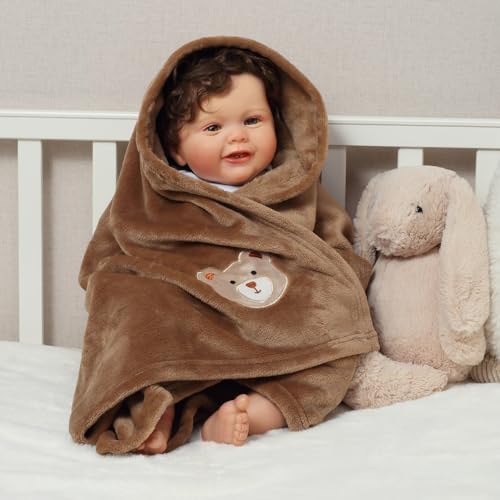 CREVENT 2Pcs 30''X40'' Cute Cozy Fluffy Warm Baby Blankets for Infants Toddlers' Bedding Crib Cot Stroller - Grey Cloud + Brown Bear - color: Cloud + Brown Bear