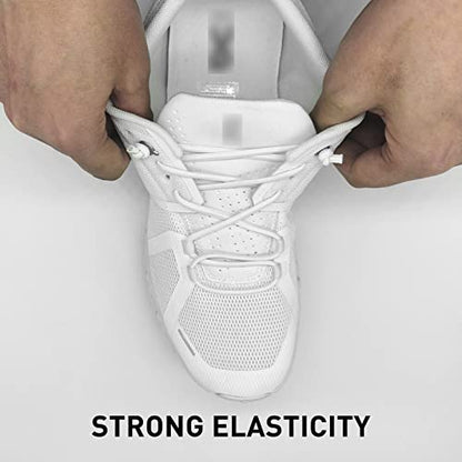 3 Pairs Elastic Shoe Laces Replacement Laces for Running Shoes,Stretch Oval Strings Replacement Shoestrings - color: White