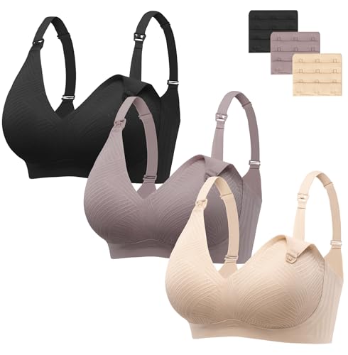 Angelhood Nursing Bras for Breastfeeding, Seamless Wireless Bra Push up - color: Multicoloured D, size: X-Large
