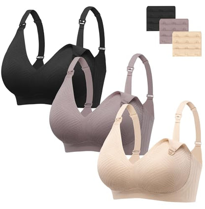 Angelhood Nursing Bras for Breastfeeding, Seamless Wireless Bra Push up - color: Multicoloured D, size: X-Large