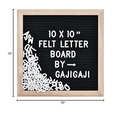 Felt Letter Board, 10 x 10 inch Wooden Frame, Black - color: Black
