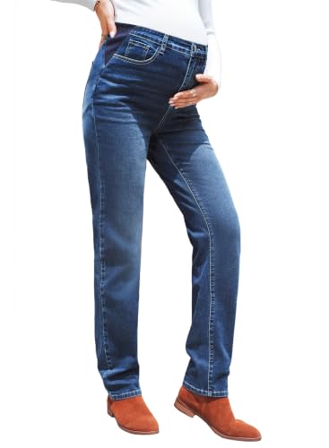 BLENCOT Womens Maternity Jeans Elastic Waist Stretch Pregnancy Denim Pants - color: Bluing, size: Medium