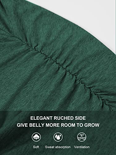 Glampunch Maternity Shirts Short & Long Sleeve Wrap Maternity Tops - color: 05-hunter Green, size: Medium
