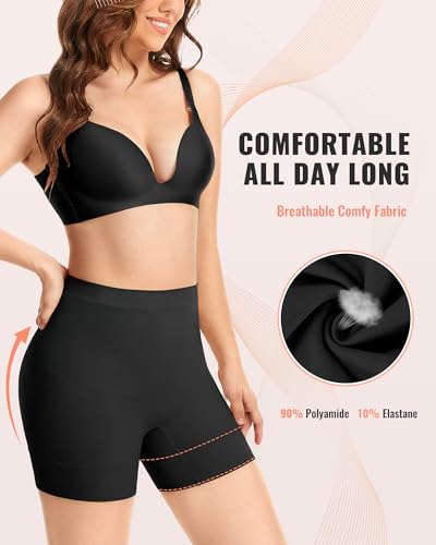 Tummy Control Shapewear Shorts Anti-Chafing Body Shaper - color: 2 Pack Black+black, size: Medium