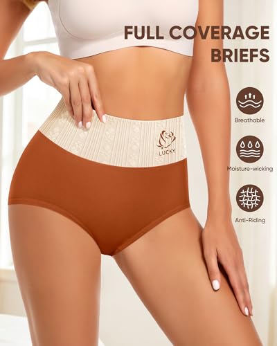 Women's Cotton Underwear High Waisted Tummy Control Panties 5 Pack - color: Multicolor B, size: Medium