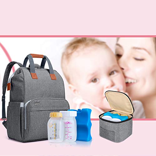 LUXJA UXJA Multi-Compartment Breast Pump Backpack Bag, Gray - color: Gray (Pump Bag With Cooler Bag)