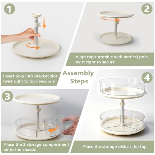Lazy Susans Organizer for Medicine Cabinet, 2 Tier Rotary Turntable