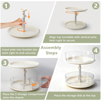 Lazy Susans Organizer for Medicine Cabinet, 2 Tier Rotary Turntable