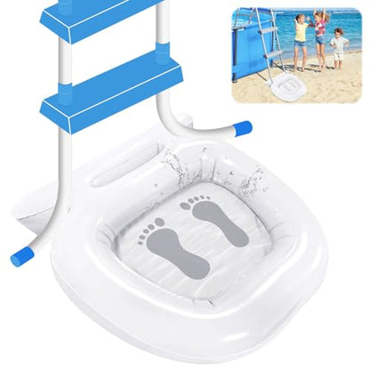 Inflatable Pool Foot Bath Basin,Foldable Foot Soaking Basin for Swimming Pool,Collapsible Foot Soaking Tub for Entry Ladder (White) - color: White
