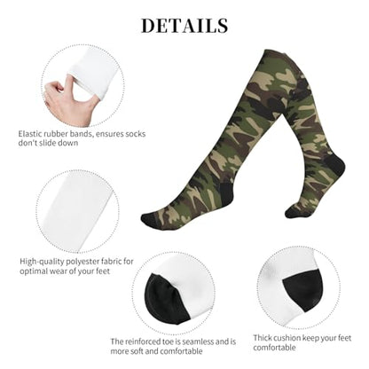 Compression Socks Knee High Support Stockings Women Men - color: Green Brown Camo