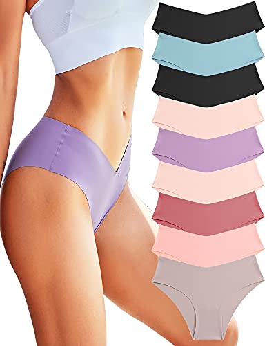 Women’s Seamless Underwear No Show Cheeky Hipster Bikini Panties 9 pack - color: Option a, size: Medium