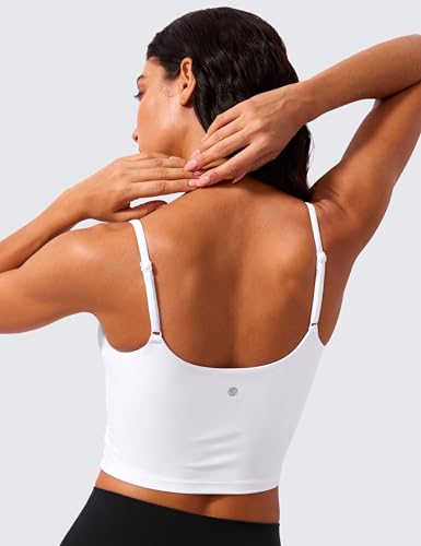 CRZ YOGA Butterlift Scoop Neck Crop Tank Top - color: White, size: Large