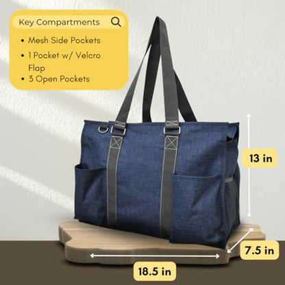 NGIL Work Tote Bag with Exterior Pockets - color: Ngil Zip-softball-black