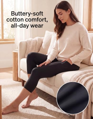 no nonsense Women's Cotton Capri Leggings with Side Pockets Workout Stretch Pants - color: Charcoal Heather, size: Medium