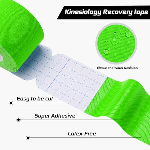 3 Pack Kinesiology Tape Precut, 60 Athletic Strips for Knee & Shoulder - color: Green