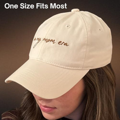 in My Mom Era Hat, Beige Baseball Cap Ponytail Cap