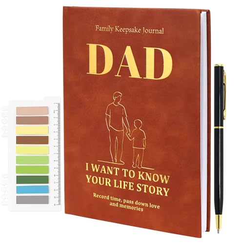 DAD, I Want to Know Your Life Story: A Guided Keepsake Journal for Dad (Hardcover) Sentimental Gift for Father's Day, Birthday, or Christmas. Includes Index Tabs & Pen. - color: DAD brown