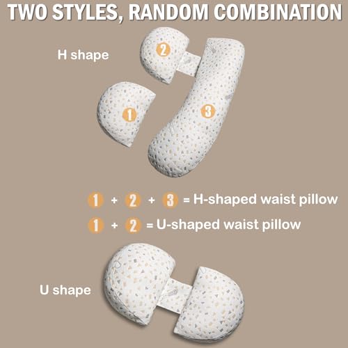 Pregnancy Pillow for Sleeping, Maternity Pillow Support for HIPS, Backs, Legs, Maternity Pillow with Detachable and Adjustable Pillow Cover