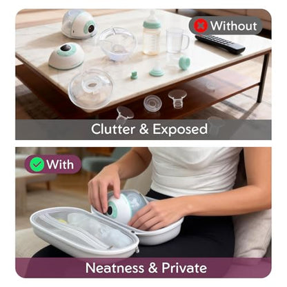 MomMed Breast Pump Carrying Case, Hard Shell Protective Storage Bag for MomMed Wearable Pumps & Cozy, Water-Resistant & Portable Breast Pump Case with Interior Strap