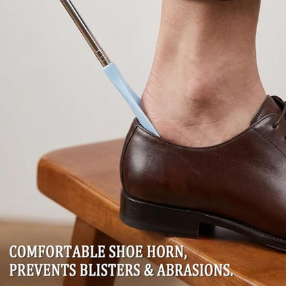 Telescoping Shoehorn Handle Retractable Telescopic Shoehorn Foldable Shoehorn Shoe Puller Adjustable Shoe Aids - color: Blue