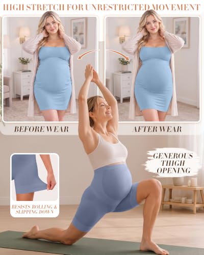 3 Pack Maternity Shapewear Shorts - color: Nude, Gray Purple, Blue Gray, size: Small