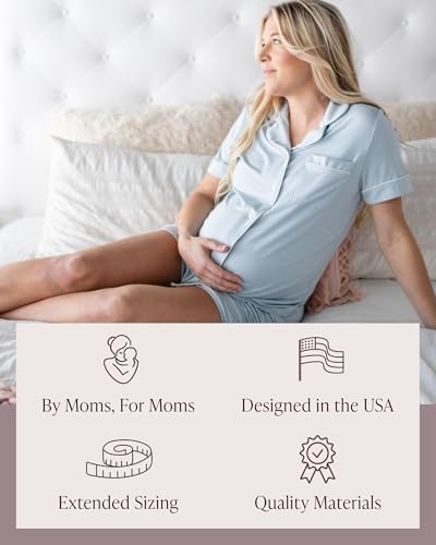Kindred Bravely Clea Short Sleeve Pajama Set, Maternity & Nursing Sleepwear - color: Mist, size: Large