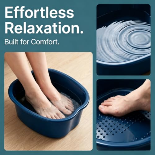 Ytterbium Foot Soaking Basin, Large Massage Foot Soaking Tub-Black - color: Black