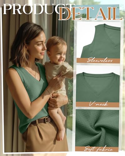 3 Pack Women's Waffle Nursing Tank Tops - color: Green, Pink, Haze Blue, size: Medium