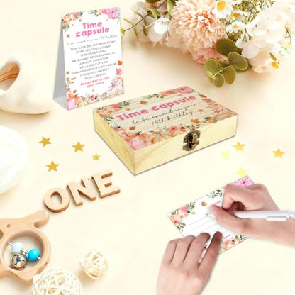 Baby Time Capsule Box Kit, Pink Fall Pumpkin Time Capsule Cards (B09) - style: Pink Fall Pumpkin Floral