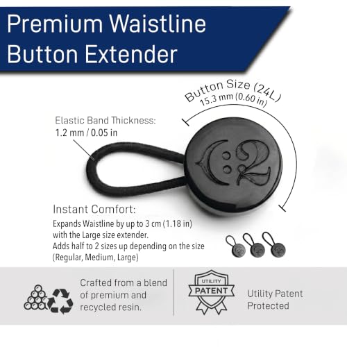 C2 3Pcs Maternity Pants Button Extenders - Black - 24L