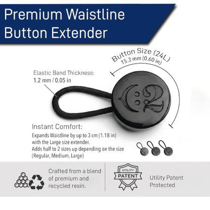 C2 3Pcs Maternity Pants Button Extenders - Black - 24L