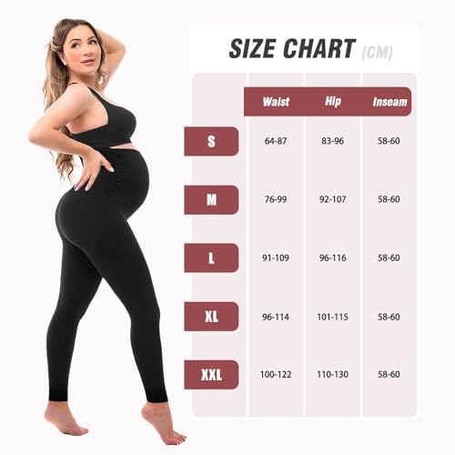 SINOPHANT Maternity Leggings with Pockets Over Belly Yoga Pants - color: Black, size: Medium