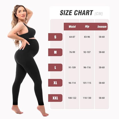 SINOPHANT Maternity Leggings with Pockets Over Belly Yoga Pants - color: Black, size: Medium