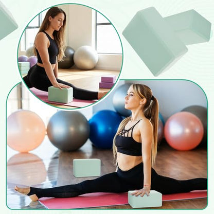 Wettarn 6 Pack EVA Yoga Blocks Bulk, Non Slip Pilates Brick - color: Mint Green