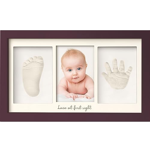 KeaBabies Baby Hand and Footprint Kit, Clay Keepsake Frame (Auburn) - color: Auburn, size: Duo Frame, 13" x 7.8"