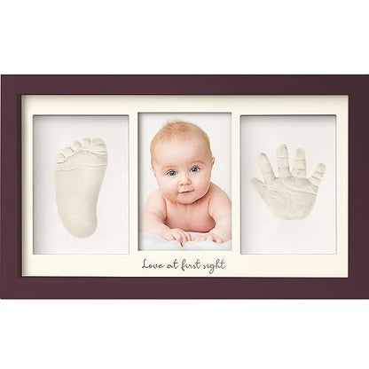 KeaBabies Baby Hand and Footprint Kit, Clay Keepsake Frame (Auburn) - color: Auburn, size: Duo Frame, 13" x 7.8"