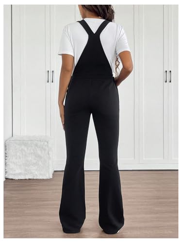 OYOANGLE Women's Maternity Side Button Jumpsuit Sleeveless Overalls - color: Black, size: X-Small