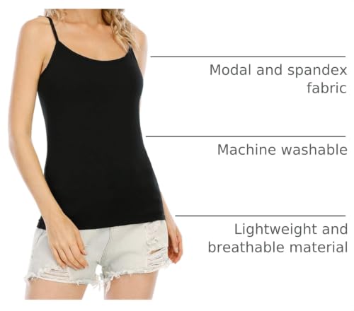 Orrpally Basic Cami Tank Tops Women Lightweight Camisole Stretch Tank Top Adjustable 4-Pack - color: Black/Black/Grey/Grey, size: Small