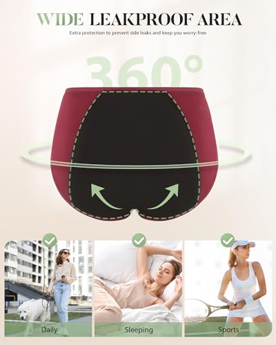 TANSTC Period Underwear for Women Heavy Flow Menstrual Panties 3 Pack - color: Black/Red/Blue, size: Medium