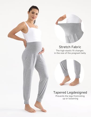 Viscose for Bamboo Maternity Loose Lounge Jogger Pants - color: Grey, size: X-Large