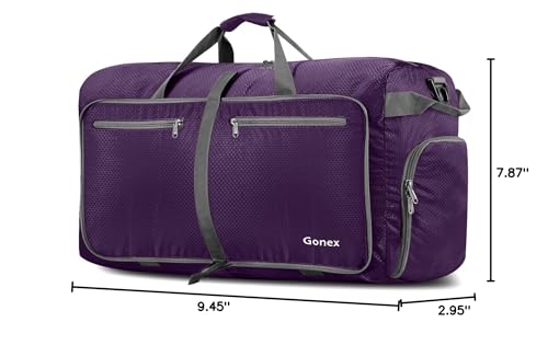 Gonex Foldable Travel Duffle Bag, Lightweight with Shoe Compartment - color: Purple, size: 40L