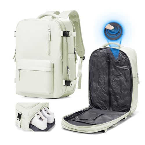 suradar Vacuum Seal Travel Backpack Built-in Pump,Air Compression System Vacuum Vacpack Backpack Travel Bag for Women Men Carry On Suitcase Luggage Laptop Airlines Approved Space Saver Bags White - color: A12-white