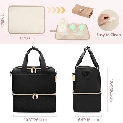 Fasrom Wearable Breast Pump Bag with Breastmilk Cooler Compartment - color: Black
