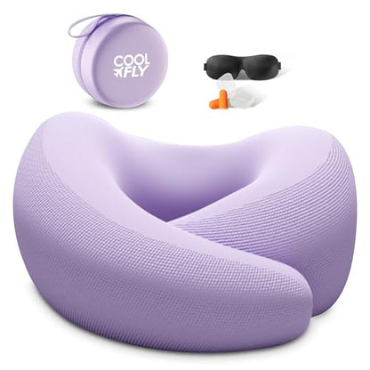 Cool Fly Airplane Travel Pillow Set. Fashion Chic Memory Foam Neck Pillow - color: Purple